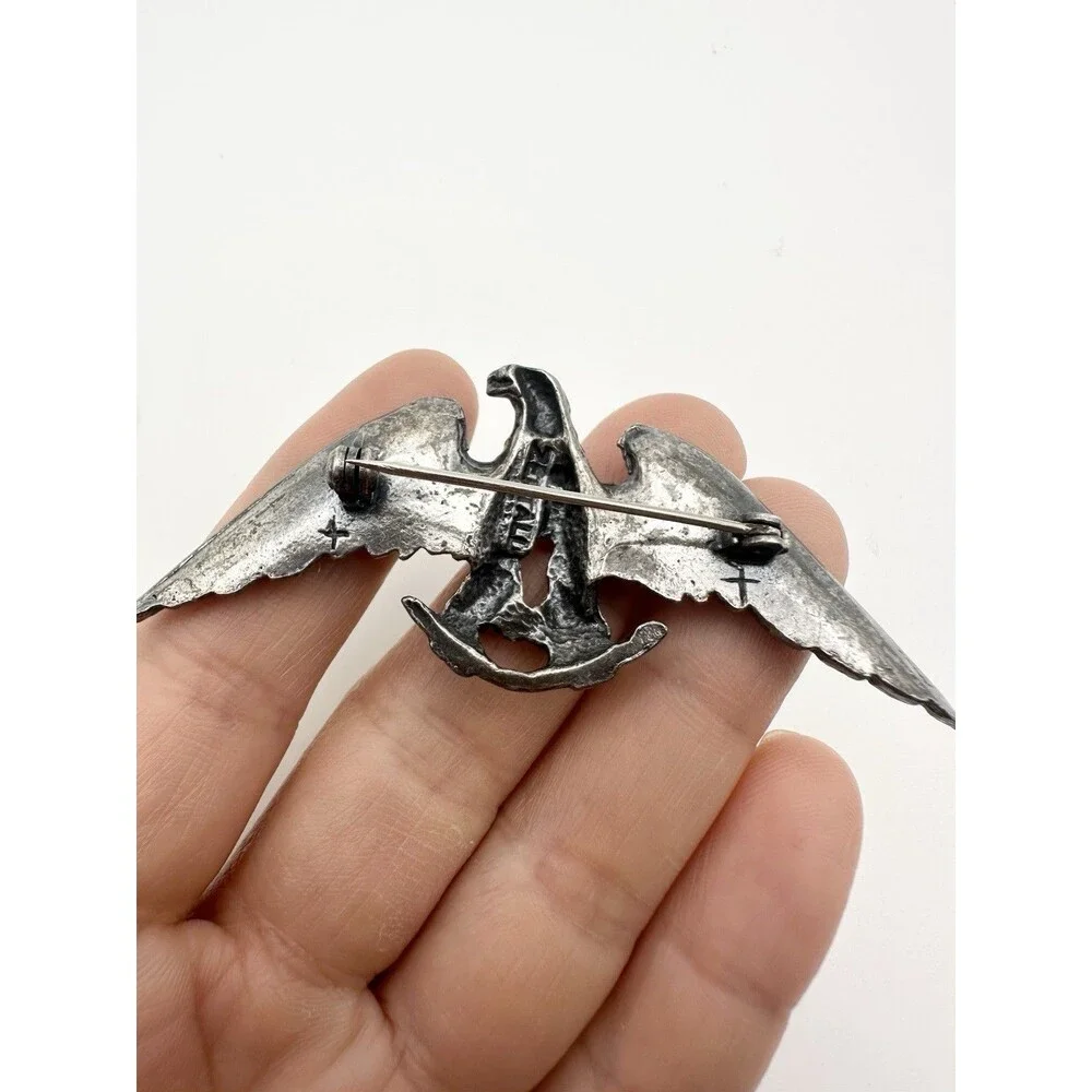 Zentall Silvertone Eagle Brooch Pin 3